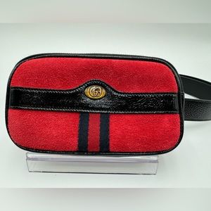 Gucci - Authentic - Red /Black BumBag / Sling / Belt bag - Like New